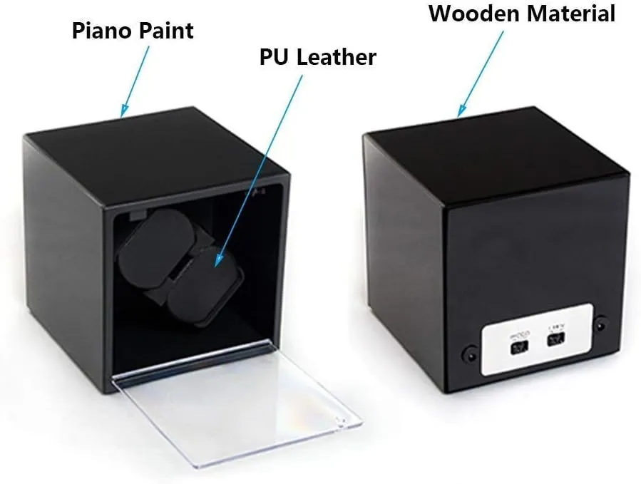 Automatic Double Watch Winder, Extremely Silent Motor, Wood and Brushed Metal Shell, Fit Lady and Man Watches,A