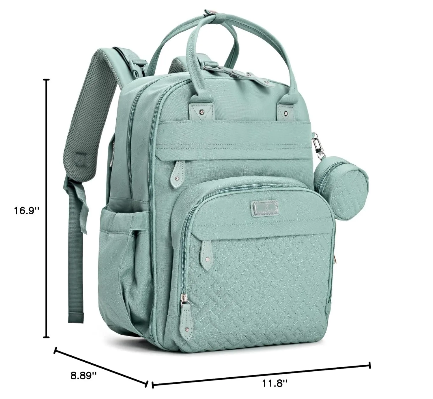 BabbleRoo Diaper Bag Backpack - Baby Essentials Travel Bag - Multi function Waterproof Diaper Bag, Travel Essentials Baby Bag with Changing Pad, Stroller Straps & Pacifier Case – Unisex, Sage Green