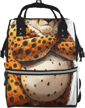 Baby Diaper Backpack,Multi-Function Travel Backpack Nappy Bags,Nursing Bag, Fashion Mummy,Roomy Waterproof For Baby Care(Cartoon Cheetah With Attitude)