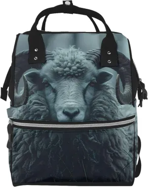 Baby Diaper Backpack,Multi-Function Travel Backpack Nappy Bags,Nursing Bag, Fashion Mummy,Roomy Waterproof For Baby Care(Moody Ram Portrait)