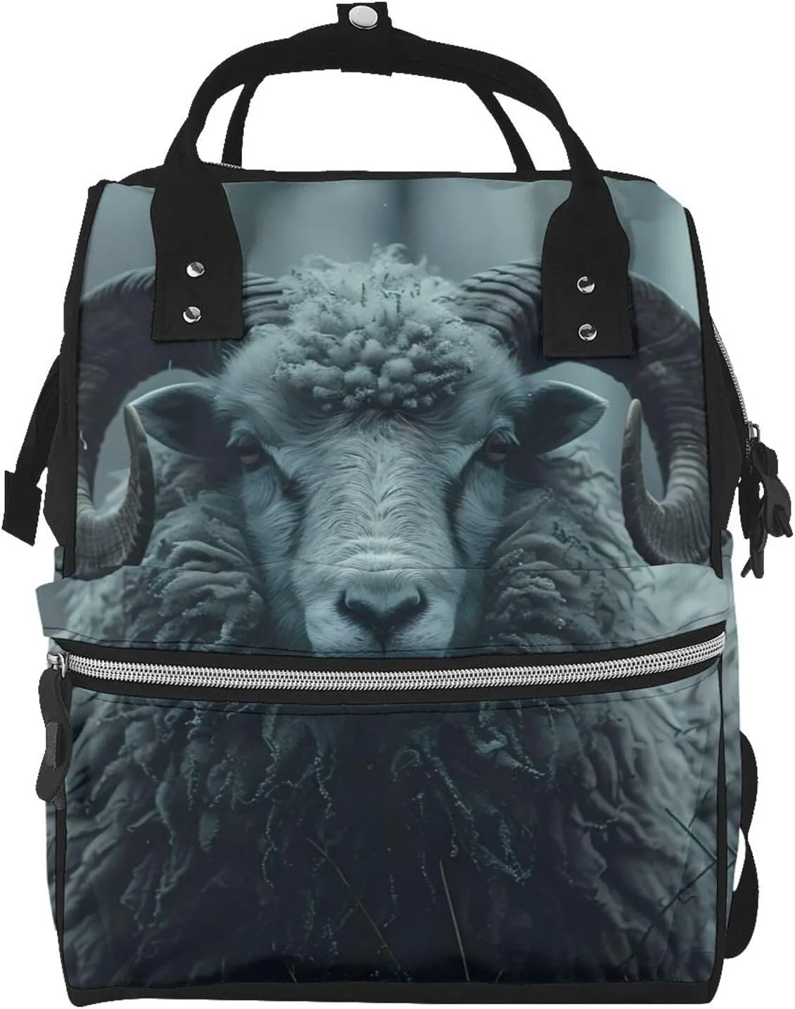 Baby Diaper Backpack,Multi-Function Travel Backpack Nappy Bags,Nursing Bag, Fashion Mummy,Roomy Waterproof For Baby Care(Moody Ram Portrait)