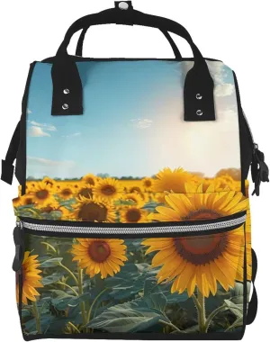 Baby Diaper Backpack,Multi-Function Travel Backpack Nappy Bags,Nursing Bag, Fashion Mummy,Roomy Waterproof For Baby Care(Sunlit Sunflower Field)