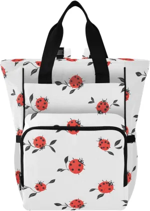 Baby Diaper Bag Backpack Grass Tile Abstract Ladybug Pattern Large Tote Baby Bag for Boys, Girls, Waterproof Multi Function Diaper Backpack, Travel Essentials for Moms