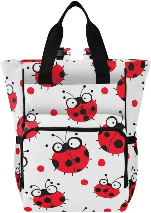 Baby Diaper Bag Backpack Ladybug Tile Cute Pattern Red Large Tote Baby Bag for Boys, Girls, Waterproof Multi Function Diaper Backpack, Travel Essentials for Moms