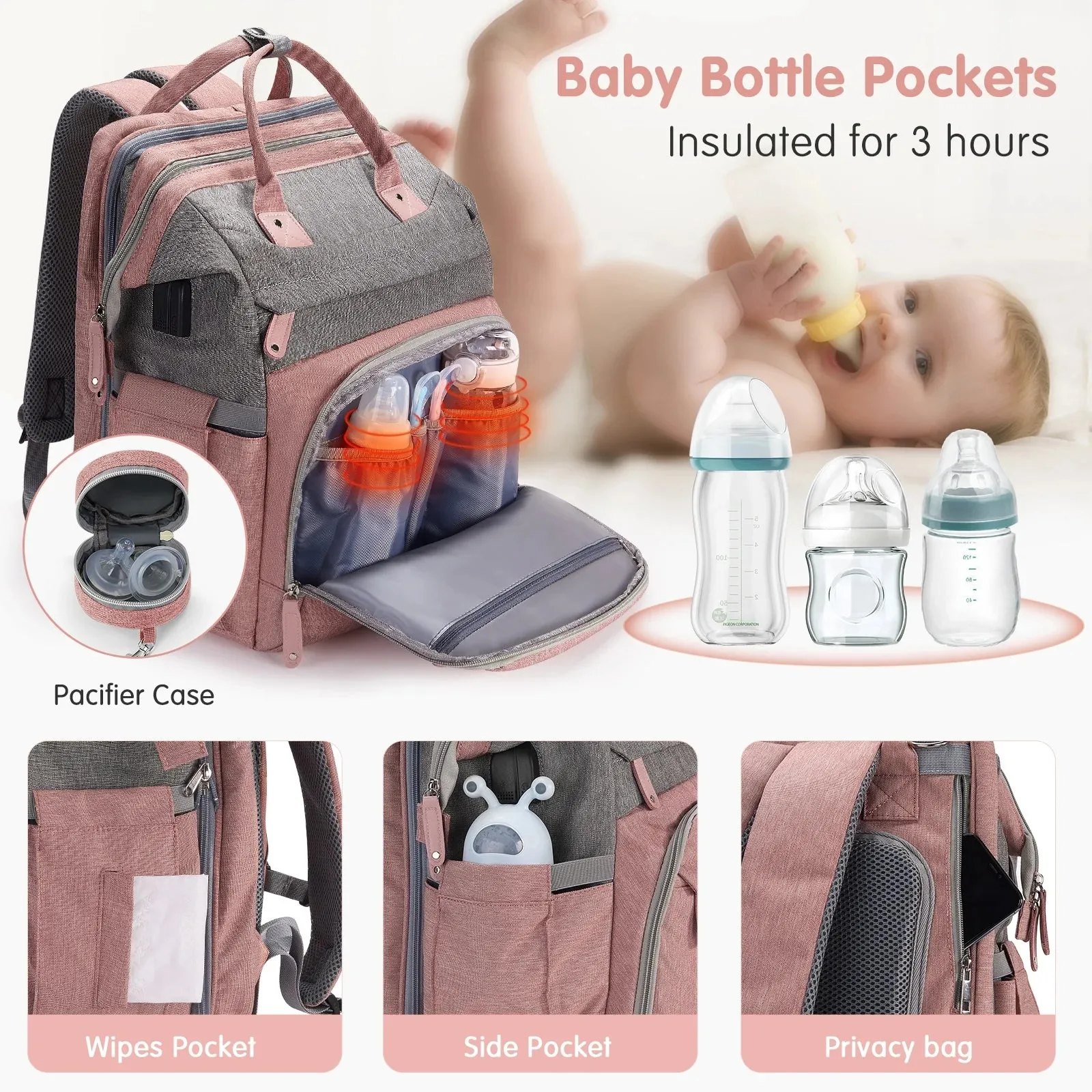 Baby Diaper Bag Backpack with Changing Station