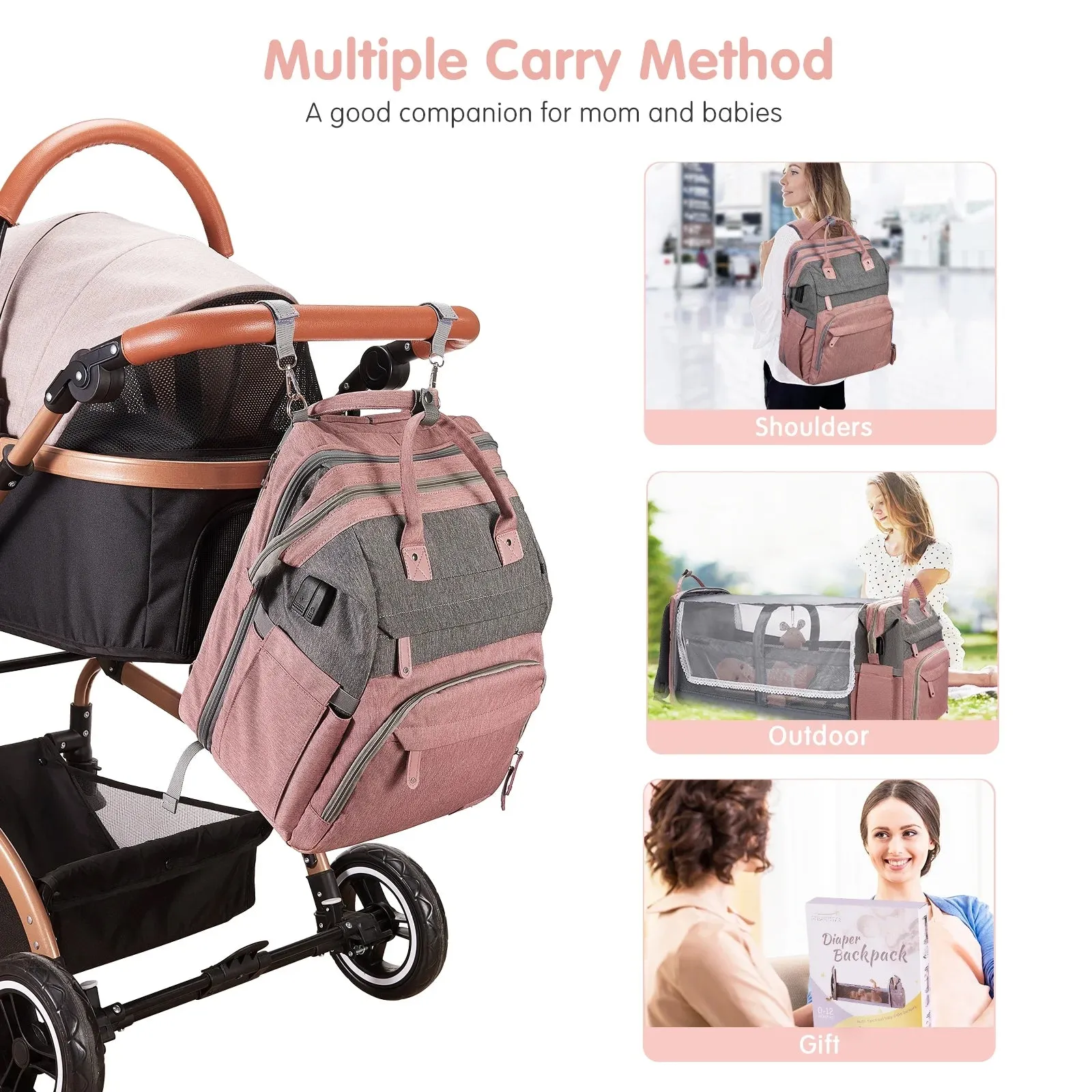 Baby Diaper Bag Backpack with Changing Station