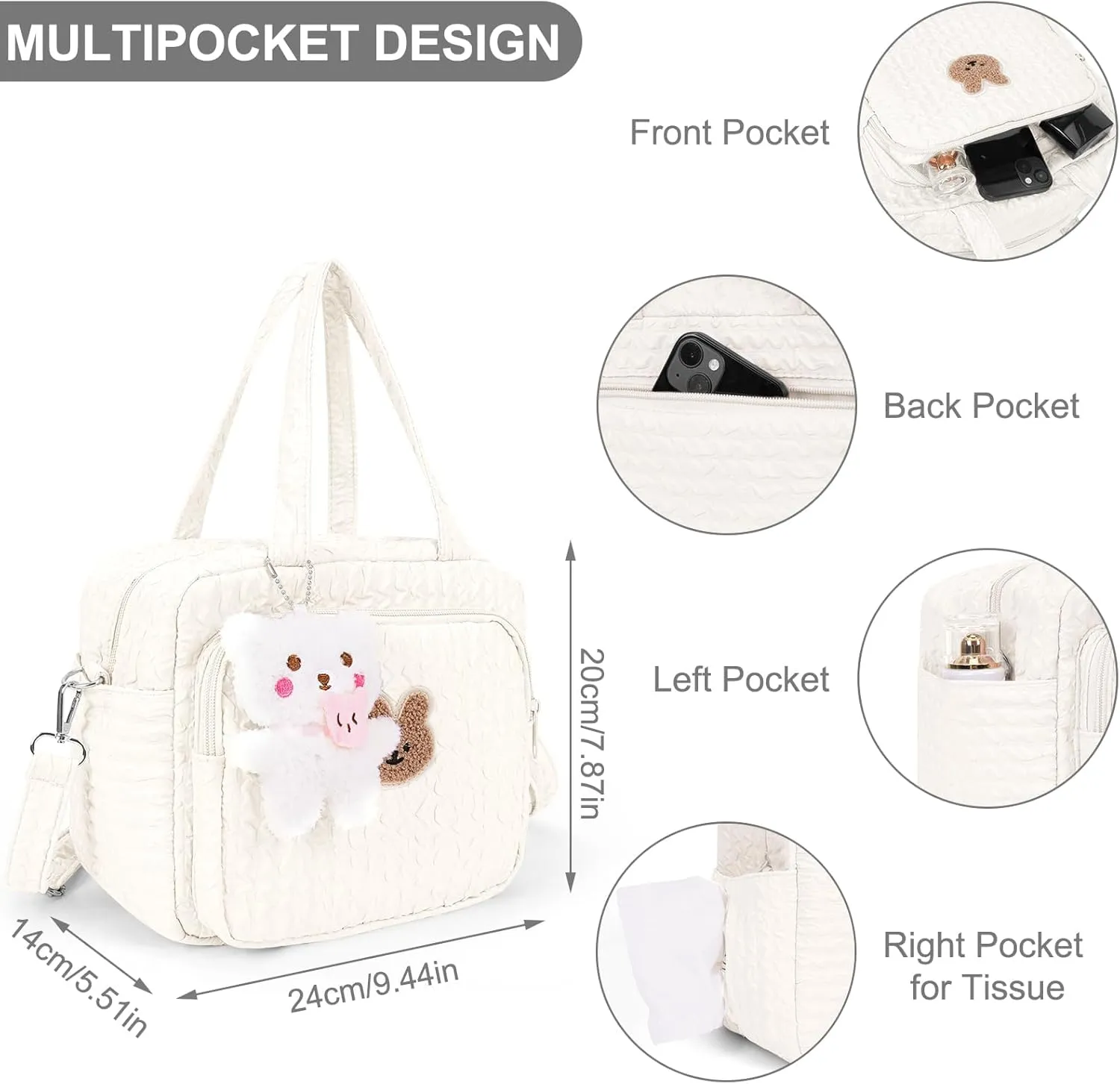 Baby Diaper Bag,Small Diaper Bag Tote Crossbody Diaper Bag Cute Quilted Diaper Bag Baby Travel Shoulder Bag with Strap