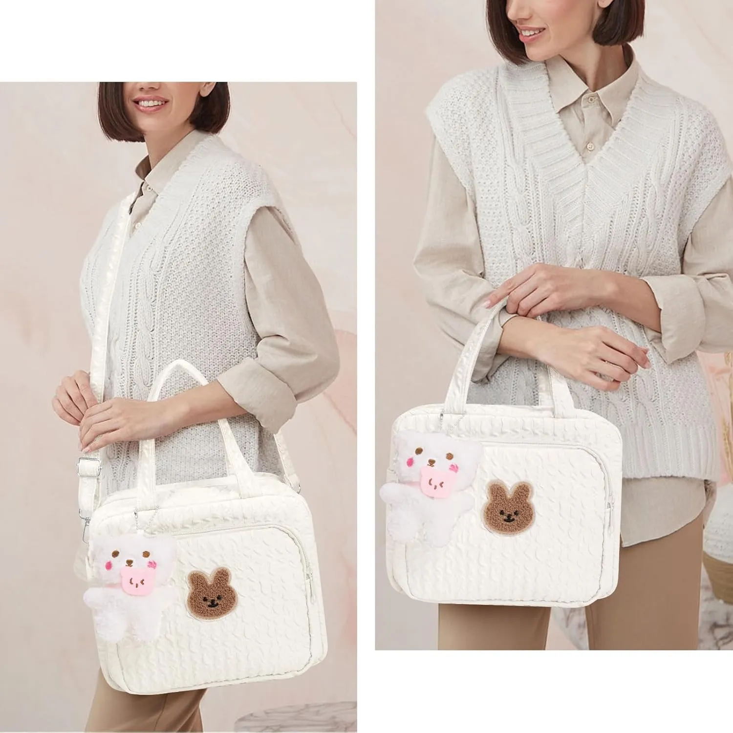 Baby Diaper Bag,Small Diaper Bag Tote Crossbody Diaper Bag Cute Quilted Diaper Bag Baby Travel Shoulder Bag with Strap