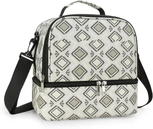 Baby's Geometric Diaper Tote Bag Small Breast Pump Bag Breastmilk Cooler Bag Double Layer for Mother Breast Milk Storage Bag (Rectangle)