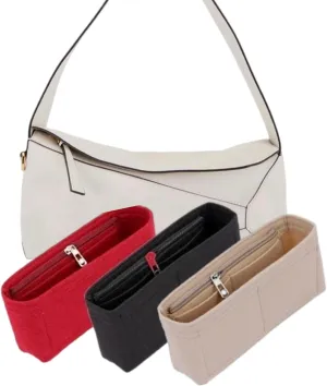 Bag Organizer for Loewe Puzzle Hobo bag (28L x 14H x 10D cm)|Handmade Custom Bag Insert|2mm Felt Bag Liner|Women Handbag Shaper (Beige, Style A: Exposure)