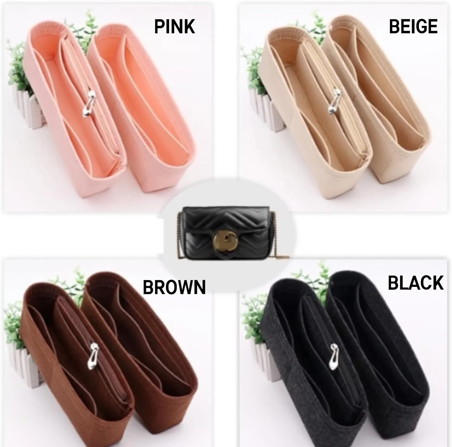 Bag Organizer for YSL Hobo Le 5 A 7 Bag (23L x 16H x 6.5D cm)|Handmade Bag Organizer|Custom Bag Insert|2mm Felt Bag Liner|Women Handbag Bag Shaper (Pink, Style B: Side Zipper)