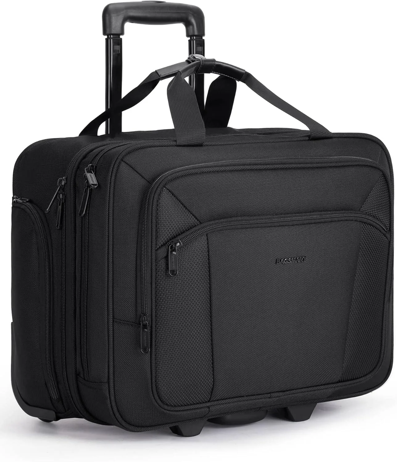 BAGSMART 17.3 Inch Rolling Laptop Briefcase with Wheels, Large Unisex Computer Bag for Business Travel, Black