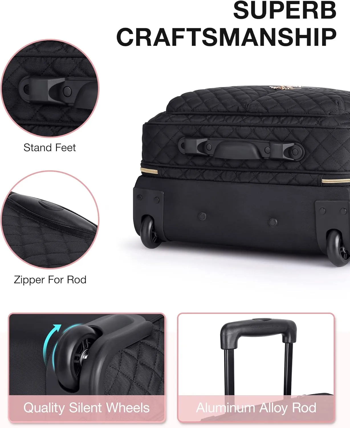 BAGSMART Rolling Laptop Bag Women, Briefcase for 17.3 Inch with Wheels Computer Case Work Travel Business