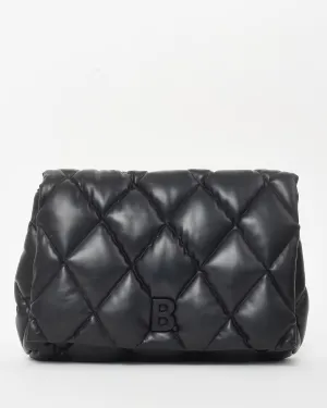 Balenciaga Black Leather Touch Puffy Cutch Bag with Chain Strap