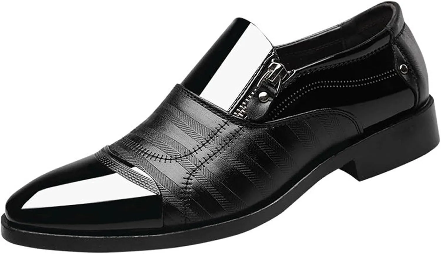 Bamboo Store Mens Slip on Shoes Casual Leather Classical Style Men's Breathable Hollow Business Leather Running Shoes Mens (Black, 9)