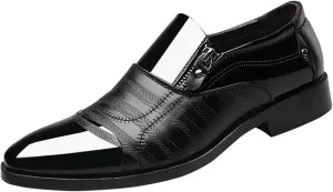 Bamboo Store Mens Slip on Shoes Casual Leather Classical Style Men's Breathable Hollow Business Leather Running Shoes Mens (Black, 9)