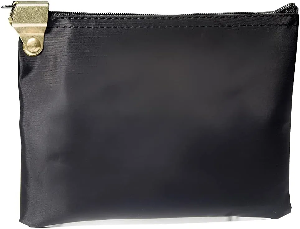 BankSupplies Laminated Nylon Lockable Medication Bag | Black | 8W x 5.5H | Medicine Travel Bag | Pill Bag | Zipper Hood Bag | Locking Medicine Bag | Prescription Travel Pouch