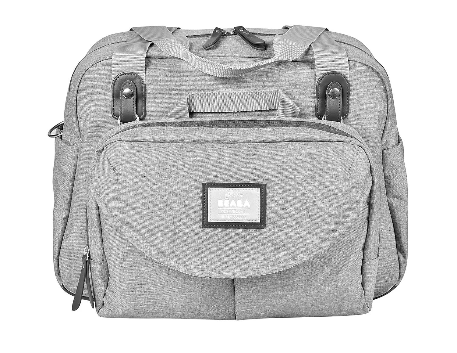 Beaba Geneva Diaper Bag, Multifunction Baby Diaper Bag, Includes Removable Strap for Stroller, Changing Pad, and Insulated Pouch, (Grey)