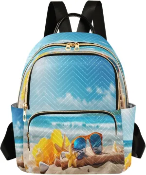 Beach Sunglasses Sand Backpack Purse for Women Fashion Small Mini Daypack Purse for Lady Anti-theft Shoulder Bag with Strap Handbag Lady Purse, Medium
