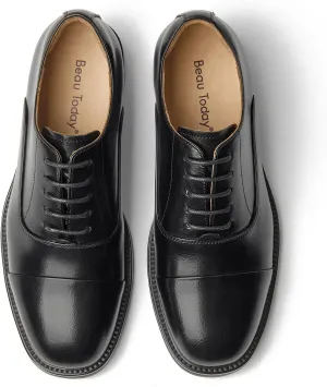 BEAU TODAY Women's Oxfords Dress Shoes, Leather Lace-Up Oxfords for Women, Comfortable Formal Cap Toe Business Casual Non Slip Office Driving Oxfords Shoes