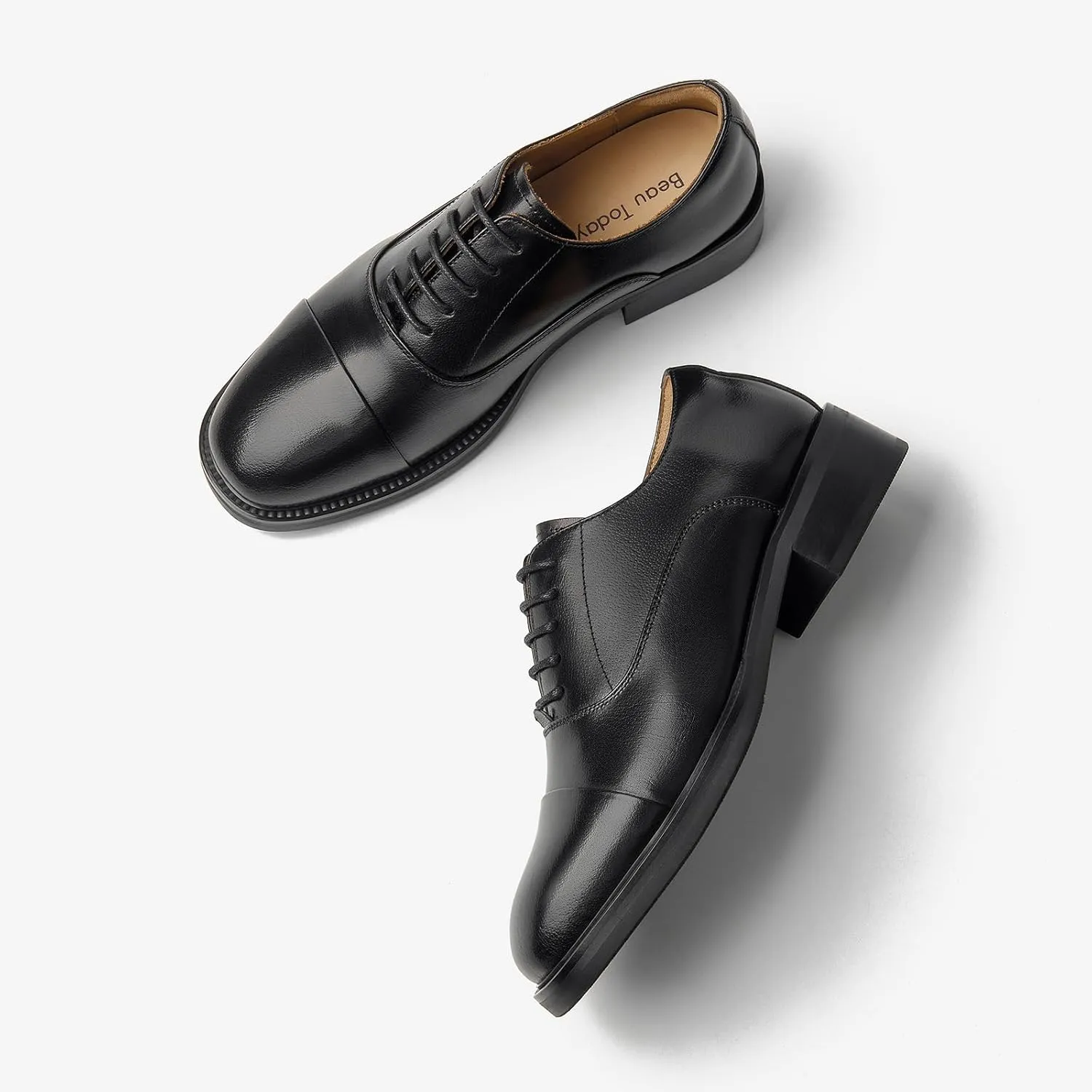 BEAU TODAY Women's Oxfords Dress Shoes, Leather Lace-Up Oxfords for Women, Comfortable Formal Cap Toe Business Casual Non Slip Office Driving Oxfords Shoes