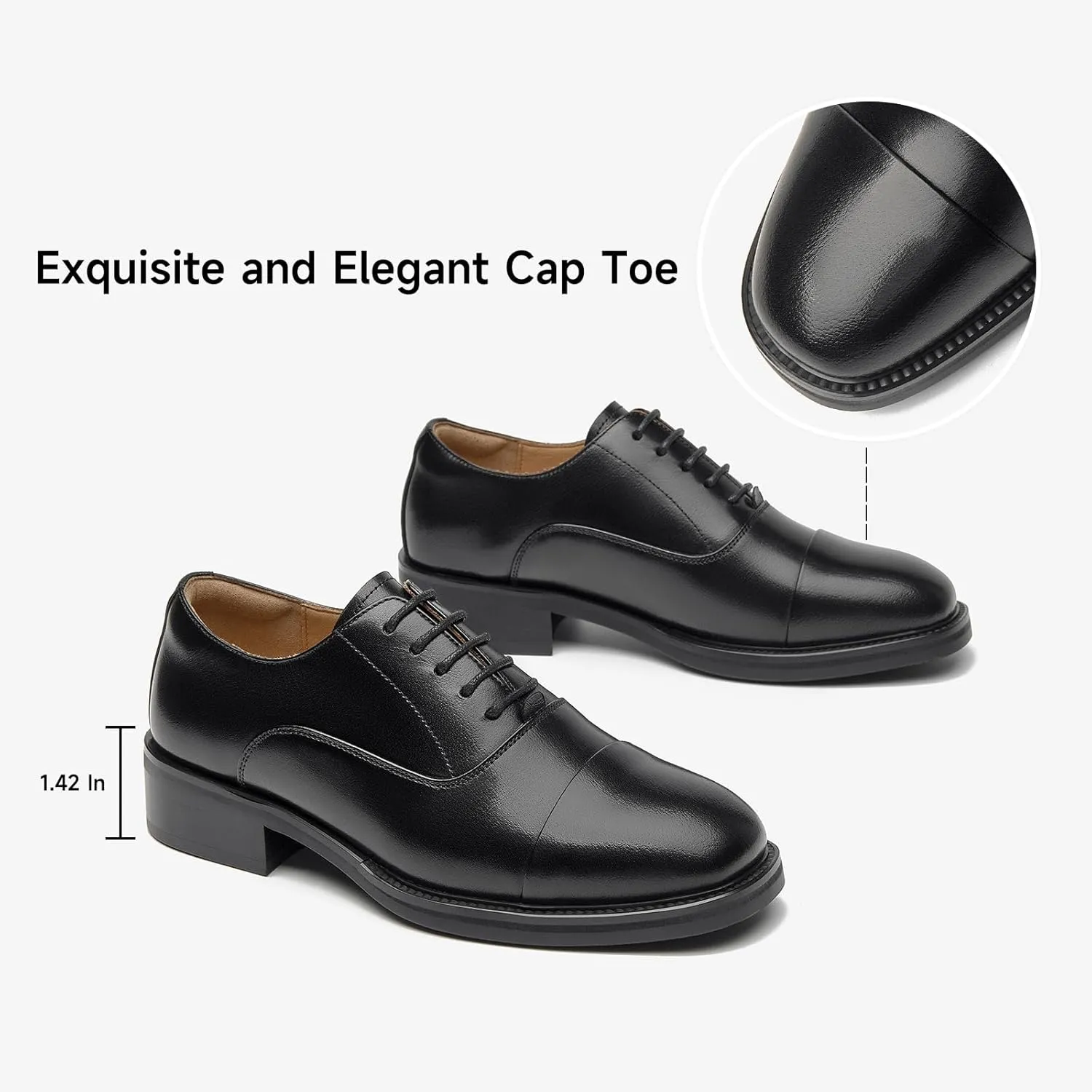 BEAU TODAY Women's Oxfords Dress Shoes, Leather Lace-Up Oxfords for Women, Comfortable Formal Cap Toe Business Casual Non Slip Office Driving Oxfords Shoes