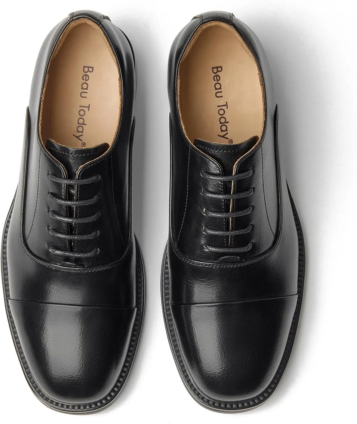 BEAU TODAY Women's Oxfords Dress Shoes, Leather Lace-Up Oxfords for Women, Comfortable Formal Cap Toe Business Casual Non Slip Office Driving Oxfords Shoes