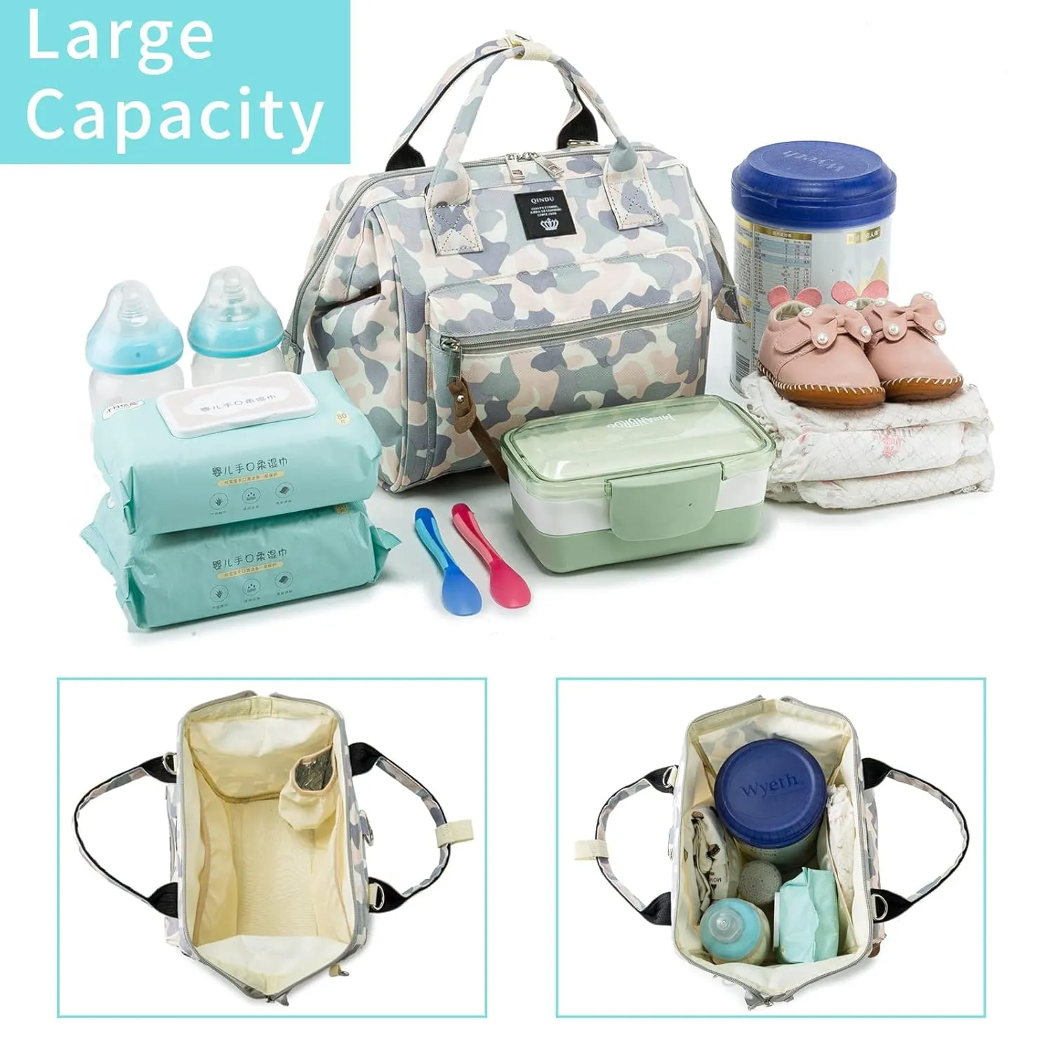 Beaulyn Small Diaper Bag Backpack, Mini Diaper Bag & Crossbody Diaper Tote Bag with Insulated Pocket