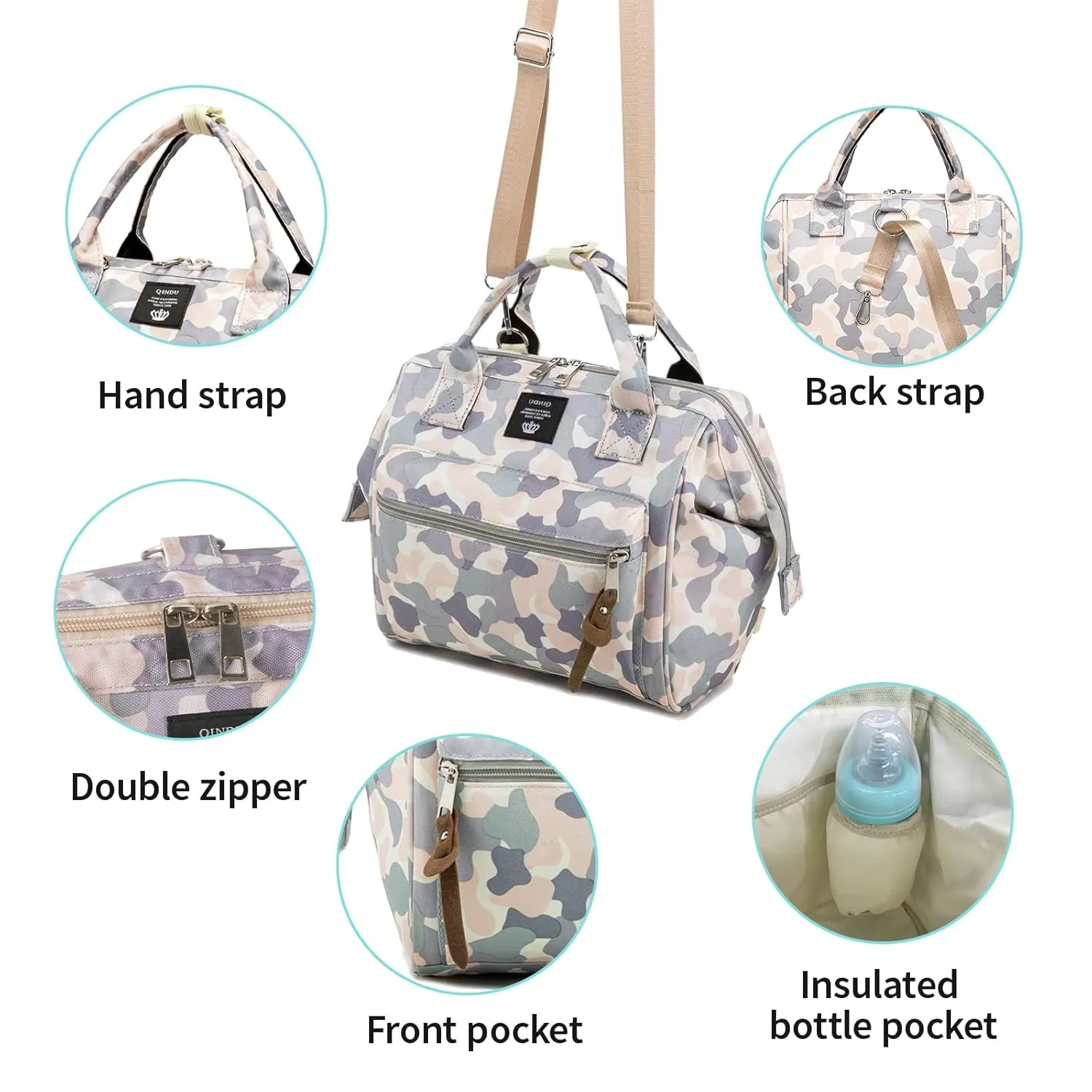 Beaulyn Small Diaper Bag Backpack, Mini Diaper Bag & Crossbody Diaper Tote Bag with Insulated Pocket