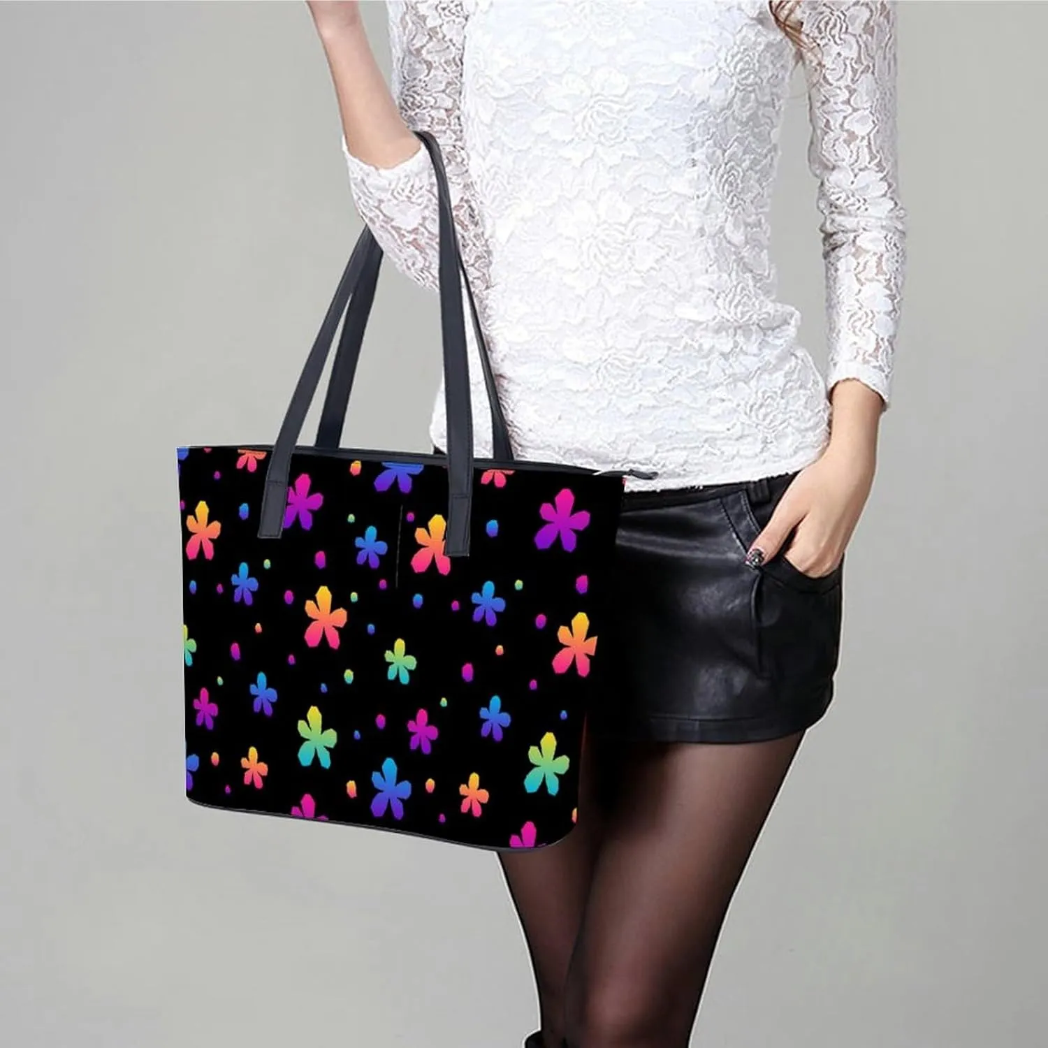 Bees Chamomiles Print Hobo Handbags With Zipper Large Capacity Satchel Tote Bag Shoulder Bag