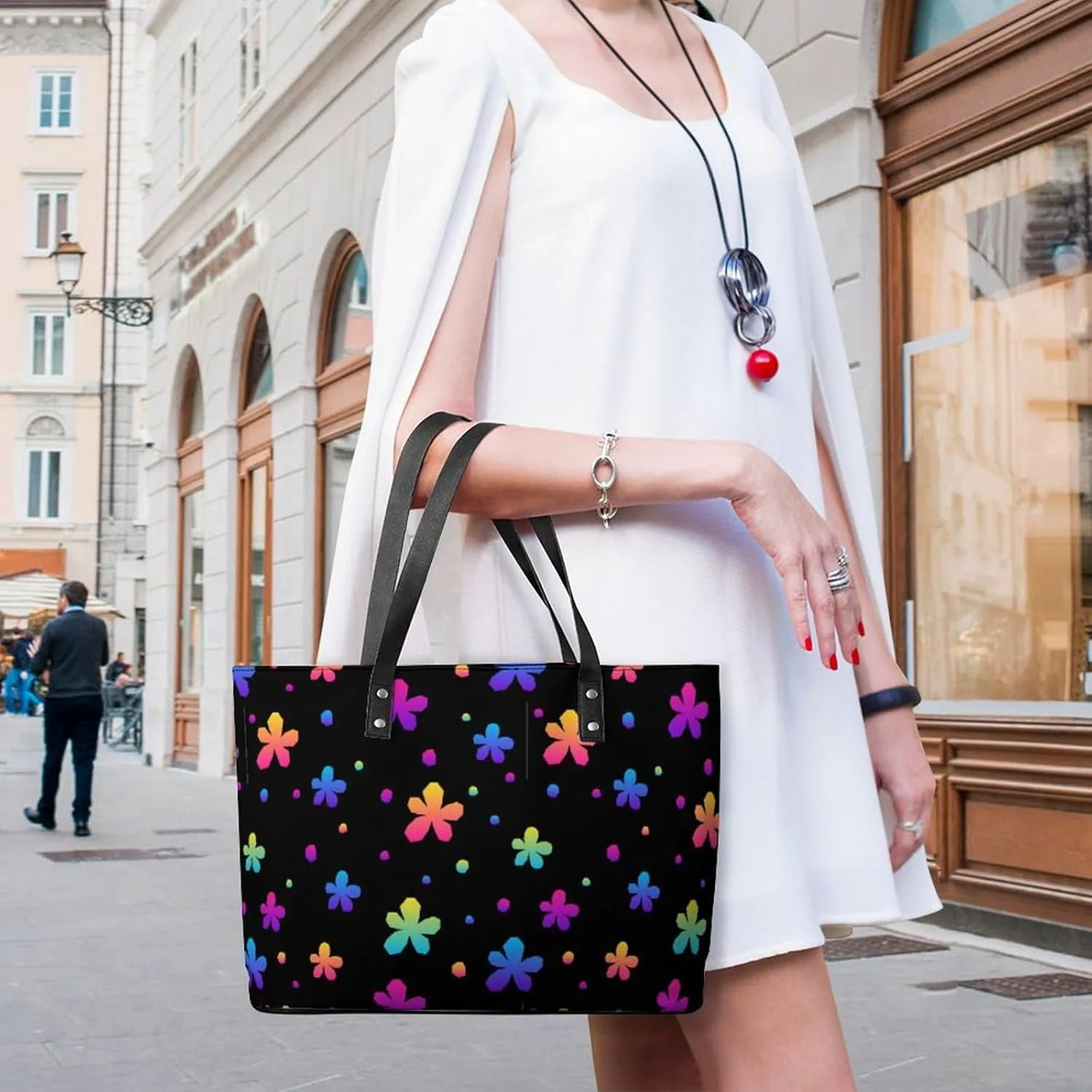 Bees Chamomiles Print Hobo Handbags With Zipper Large Capacity Satchel Tote Bag Shoulder Bag