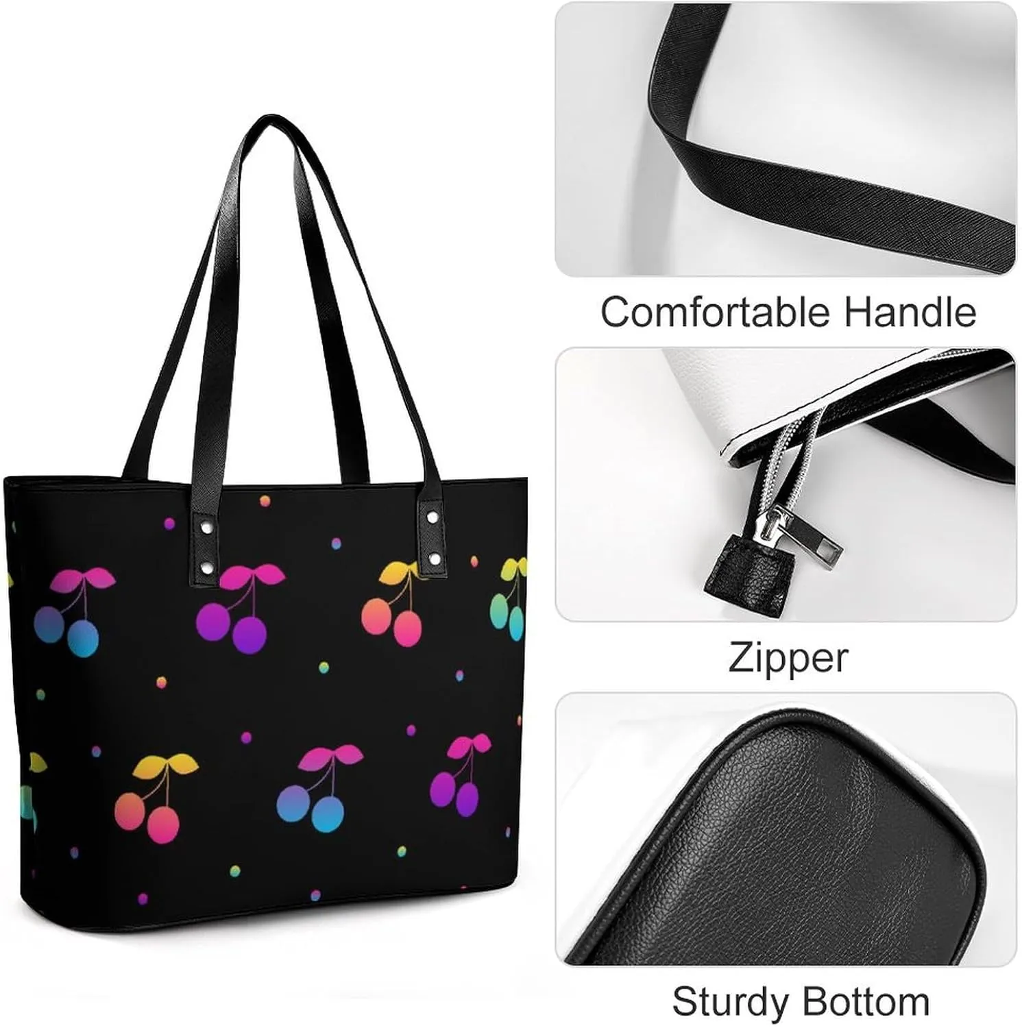 Bees Chamomiles Print Hobo Handbags With Zipper Large Capacity Satchel Tote Bag Shoulder Bag