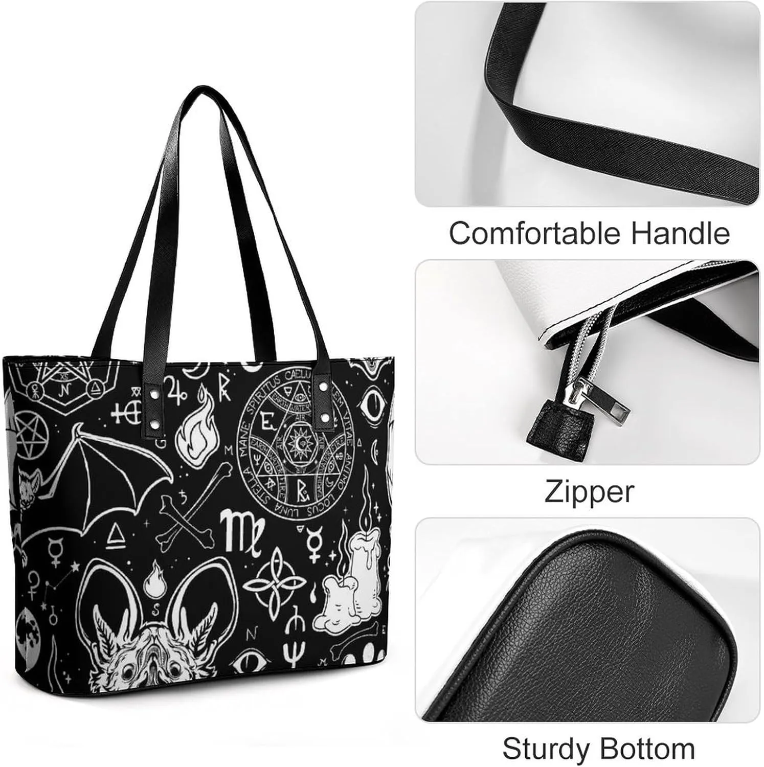 Bees Chamomiles Print Hobo Handbags With Zipper Large Capacity Satchel Tote Bag Shoulder Bag