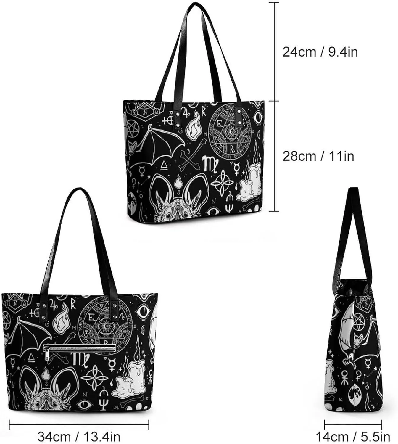 Bees Chamomiles Print Hobo Handbags With Zipper Large Capacity Satchel Tote Bag Shoulder Bag