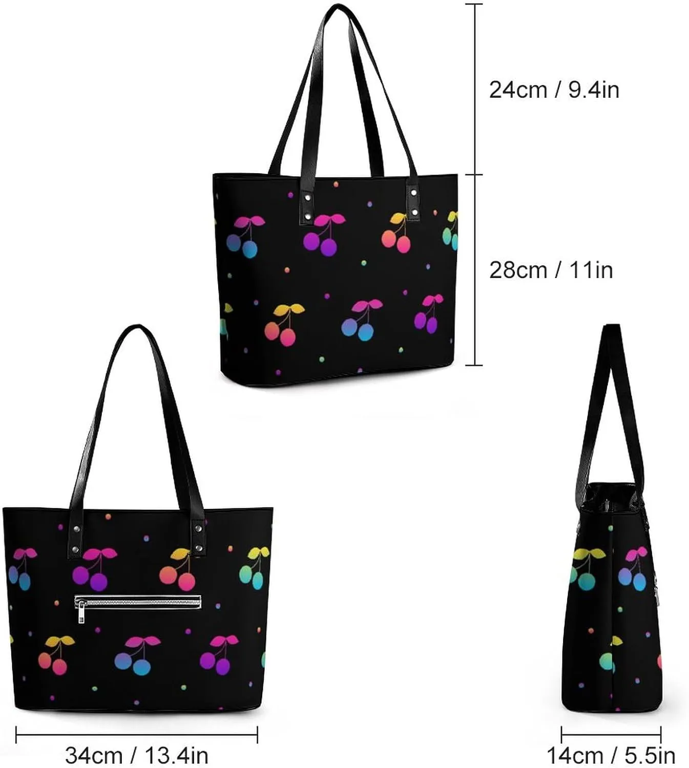 Bees Chamomiles Print Hobo Handbags With Zipper Large Capacity Satchel Tote Bag Shoulder Bag