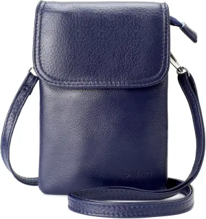 befen Genuine Leather Small Crossbody Bags for Women Cell Phone Bag Cross Body Purses,Silver Zipper