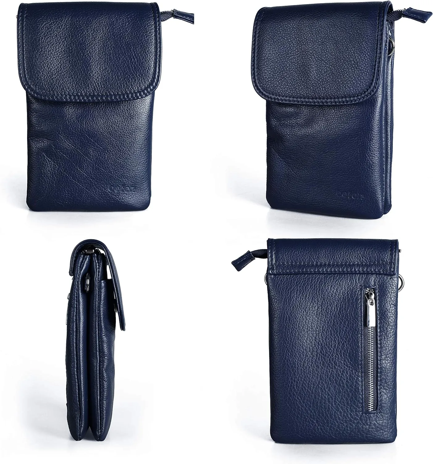 befen Genuine Leather Small Crossbody Bags for Women Cell Phone Bag Cross Body Purses,Silver Zipper