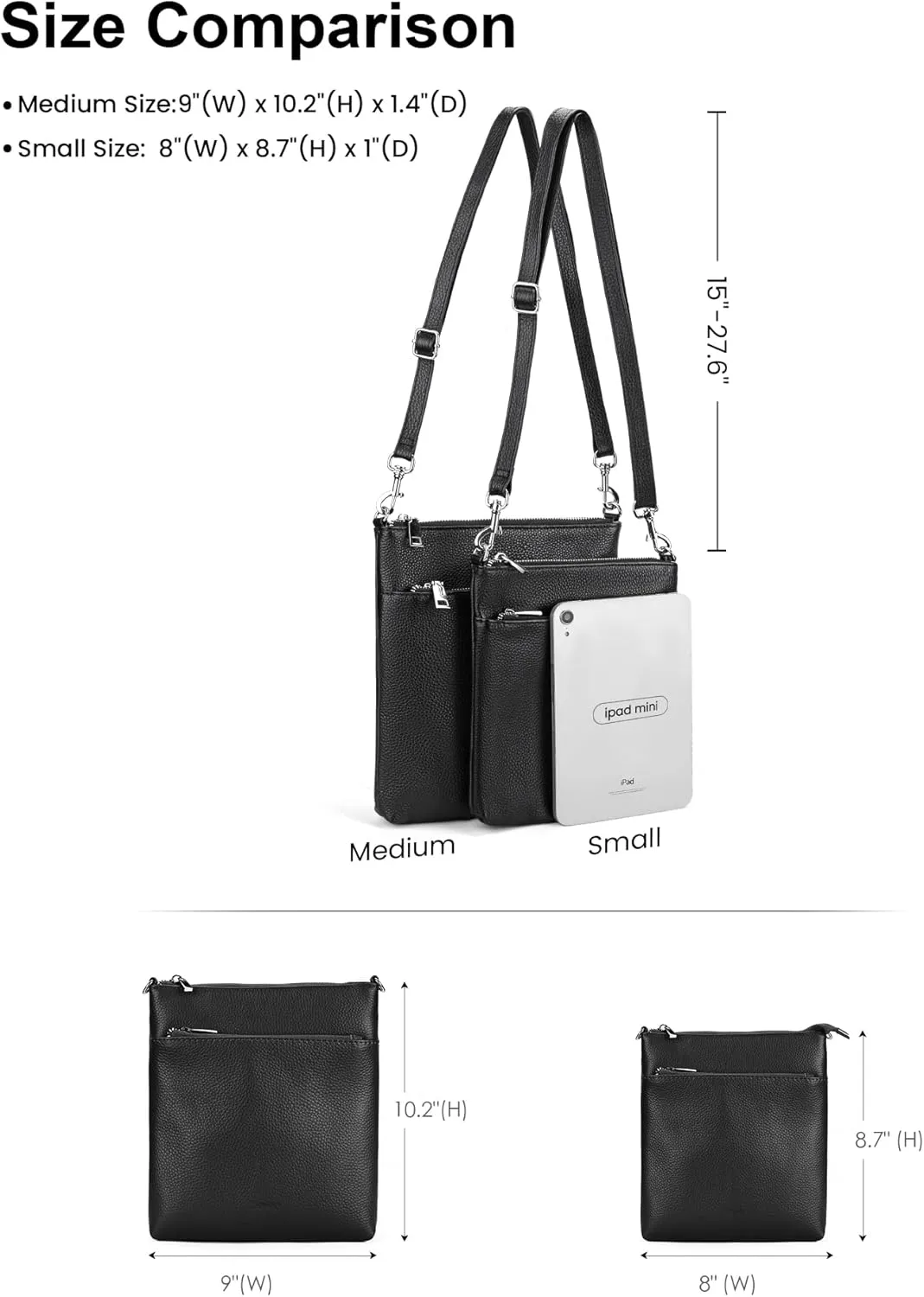 befen Genuine Leather Small Crossbody Purses for Women Travel Cross Body Bags Lightweight with Adjustable Shoulder Strap