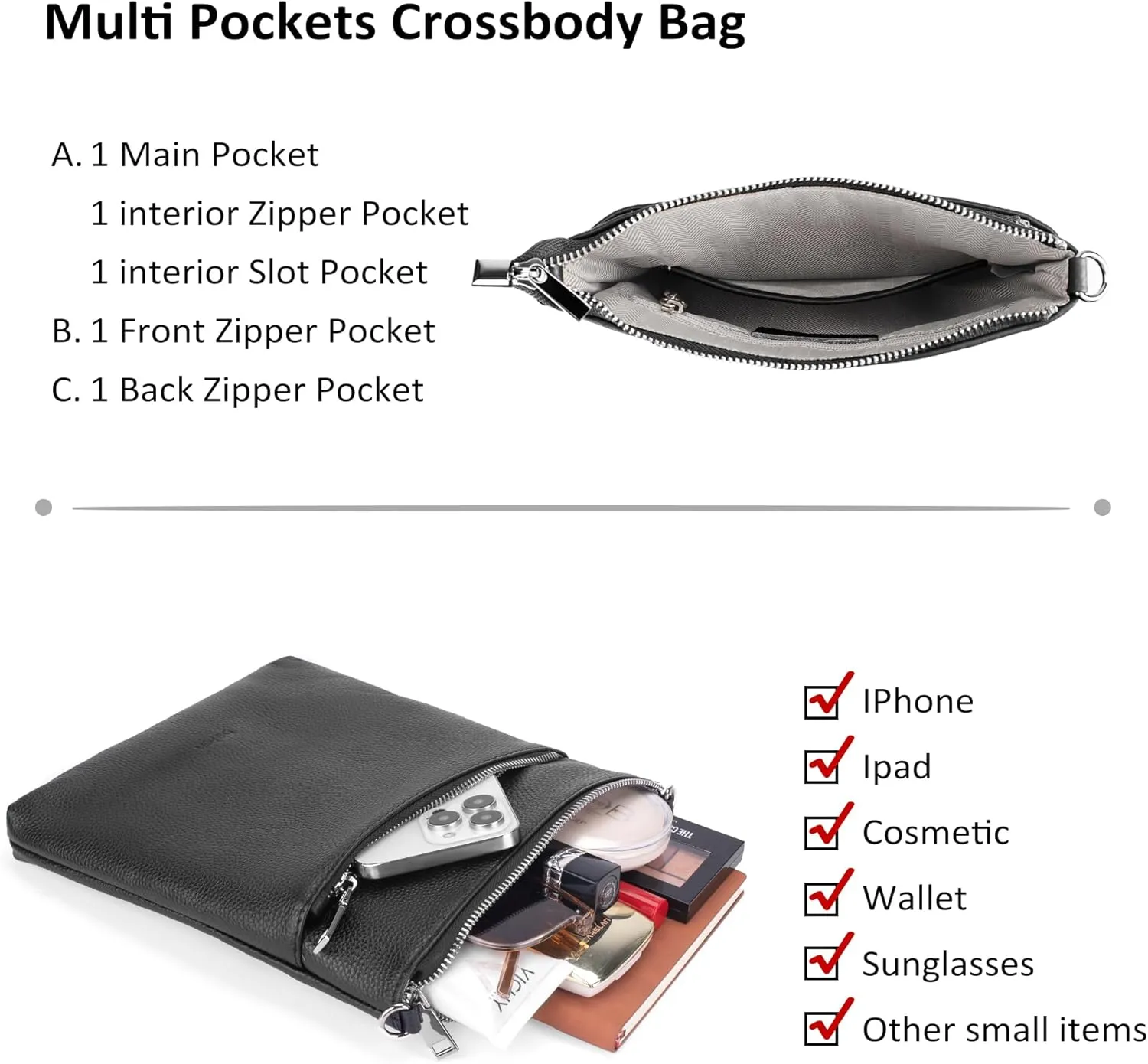 befen Genuine Leather Small Crossbody Purses for Women Travel Cross Body Bags Lightweight with Adjustable Shoulder Strap