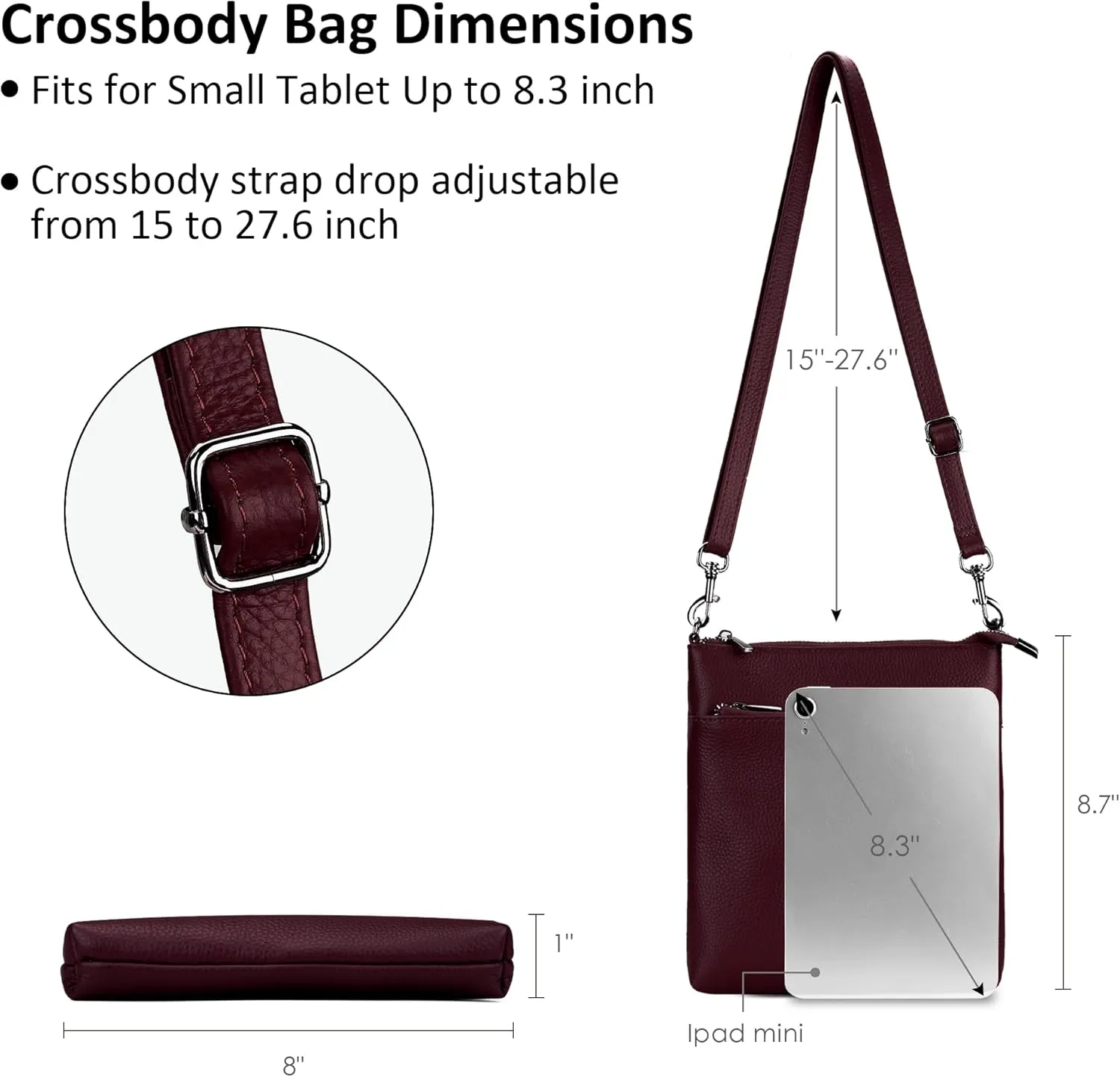 befen Genuine Leather Small Crossbody Purses for Women Travel Cross Body Bags Lightweight with Adjustable Shoulder Strap