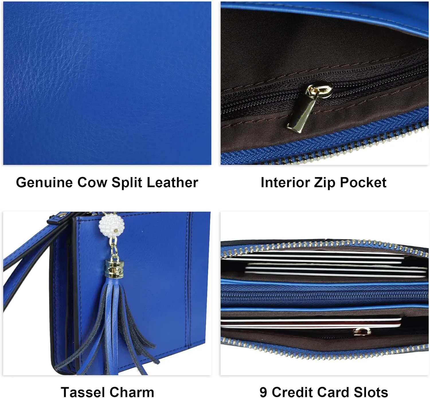 befen Genuine Leather Wristlet Clutch for Women Ultra-Slim Ladies Credit Card Holder Wallet Purses with RFID Protection