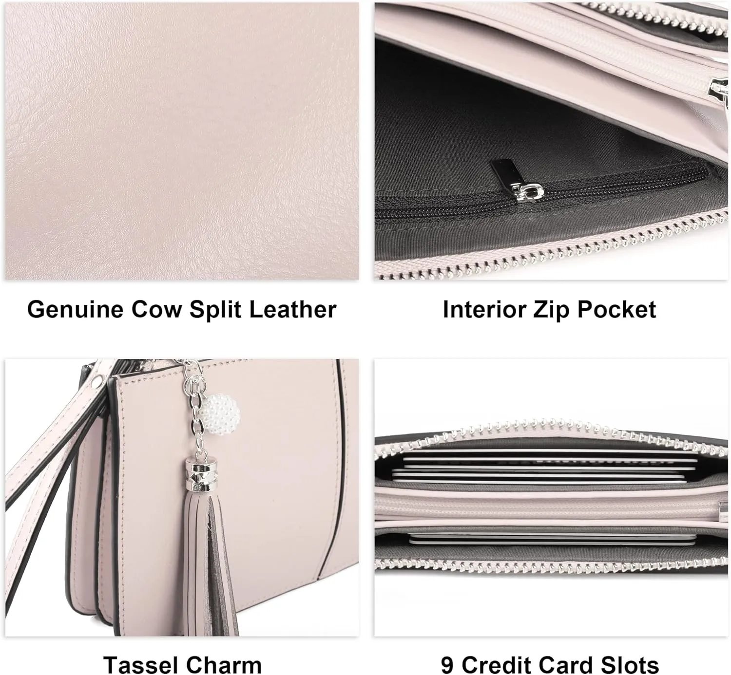 befen Genuine Leather Wristlet Clutch for Women Ultra-Slim Ladies Credit Card Holder Wallet Purses with RFID Protection