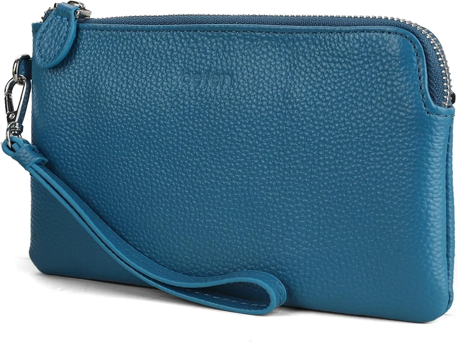 befen Women's Genuine Italian Leather Wristlet Clutch Wallet Purse, Gold Zipper