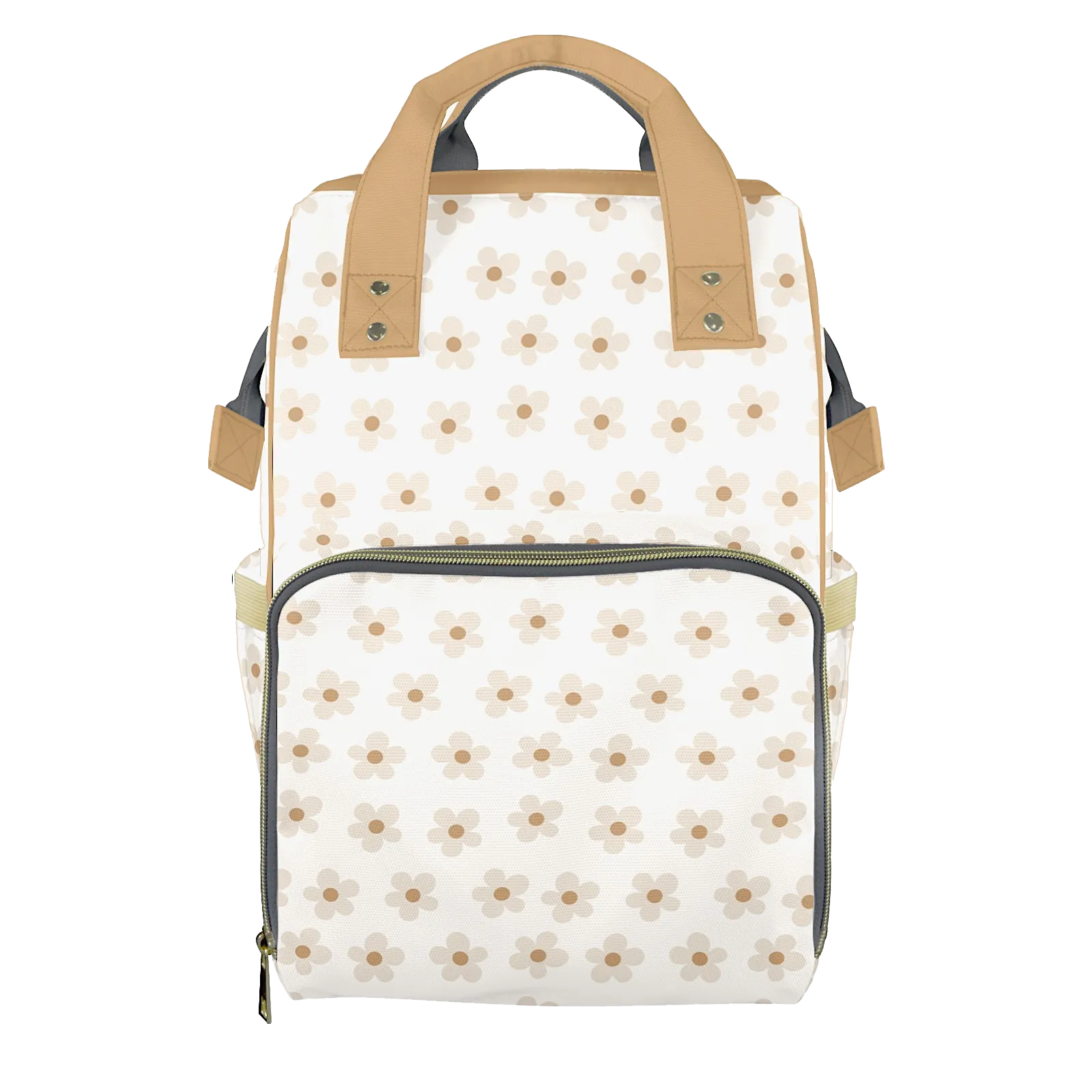 Beige Daisies Customizable Diaper Bag