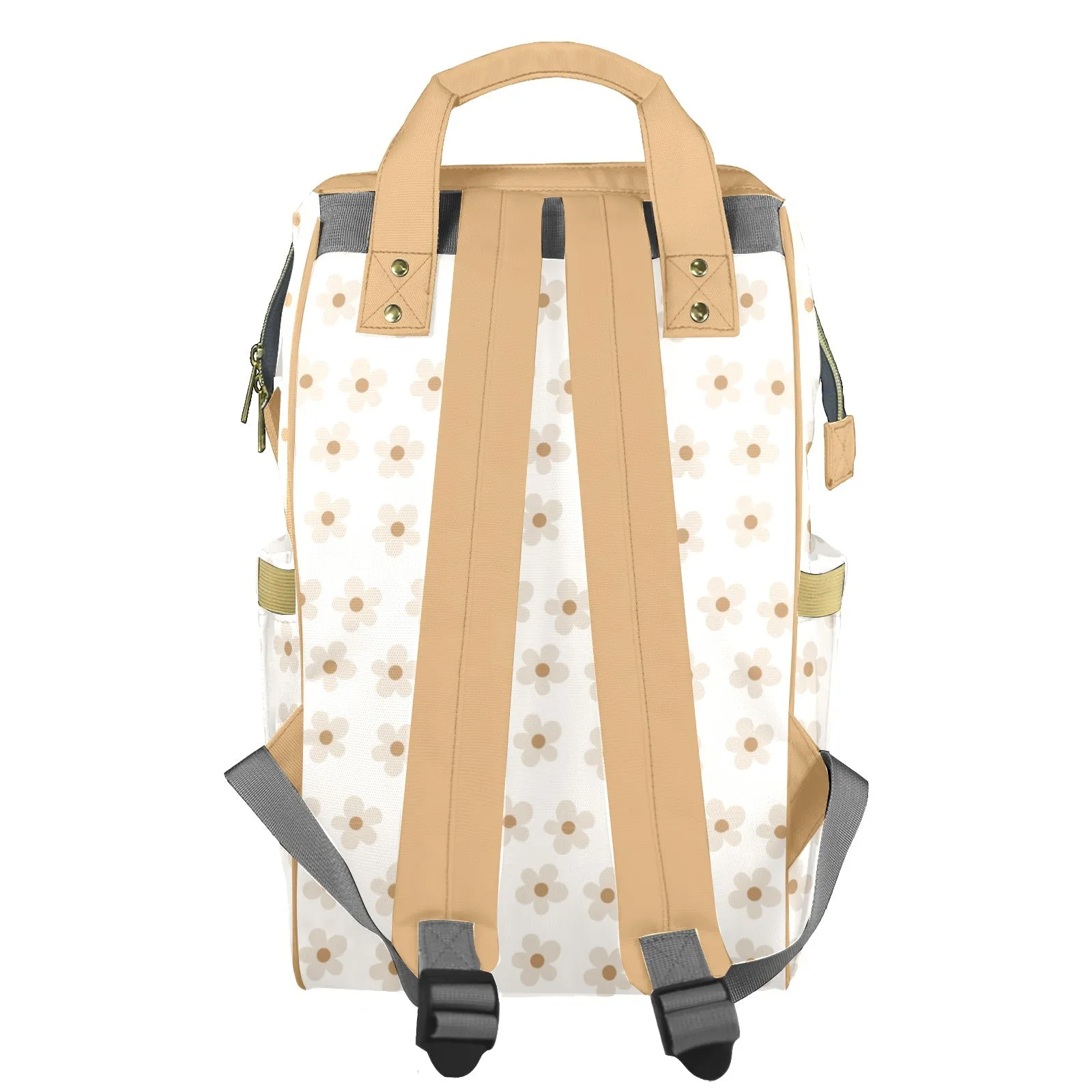 Beige Daisies Customizable Diaper Bag