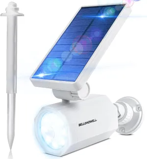 Bell  Howell Bionic Spotlight White Solar Outdoor Motion Sensor LED Lights - 8 Bulb Waterproof Landscape Security Lights for Patio & Garden
