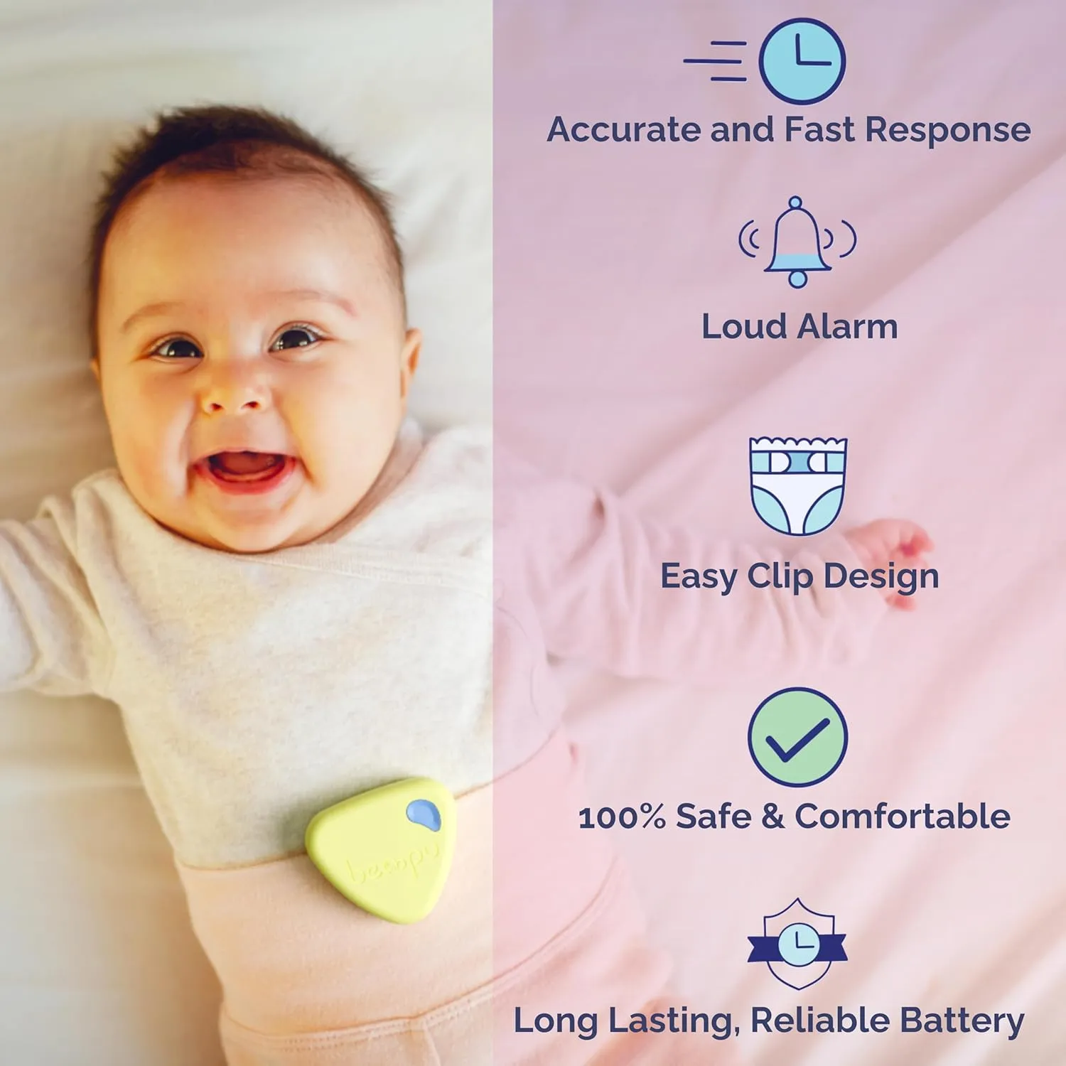 Bellybutton Smart Breathing Baby Monitor for Safer Sleep with Gentle Vibration, App Notifications, Easy to Clip, Portable, Medical-Grade Materials & Non-Bulky Design