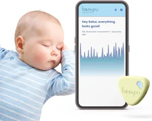 Bellybutton Smart Breathing Baby Monitor for Safer Sleep with Gentle Vibration, App Notifications, Easy to Clip, Portable, Medical-Grade Materials & Non-Bulky Design