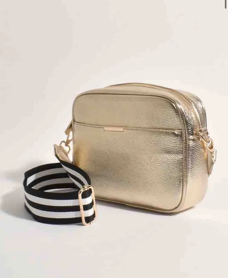 Bianca Stripe Camera Bag - Gold