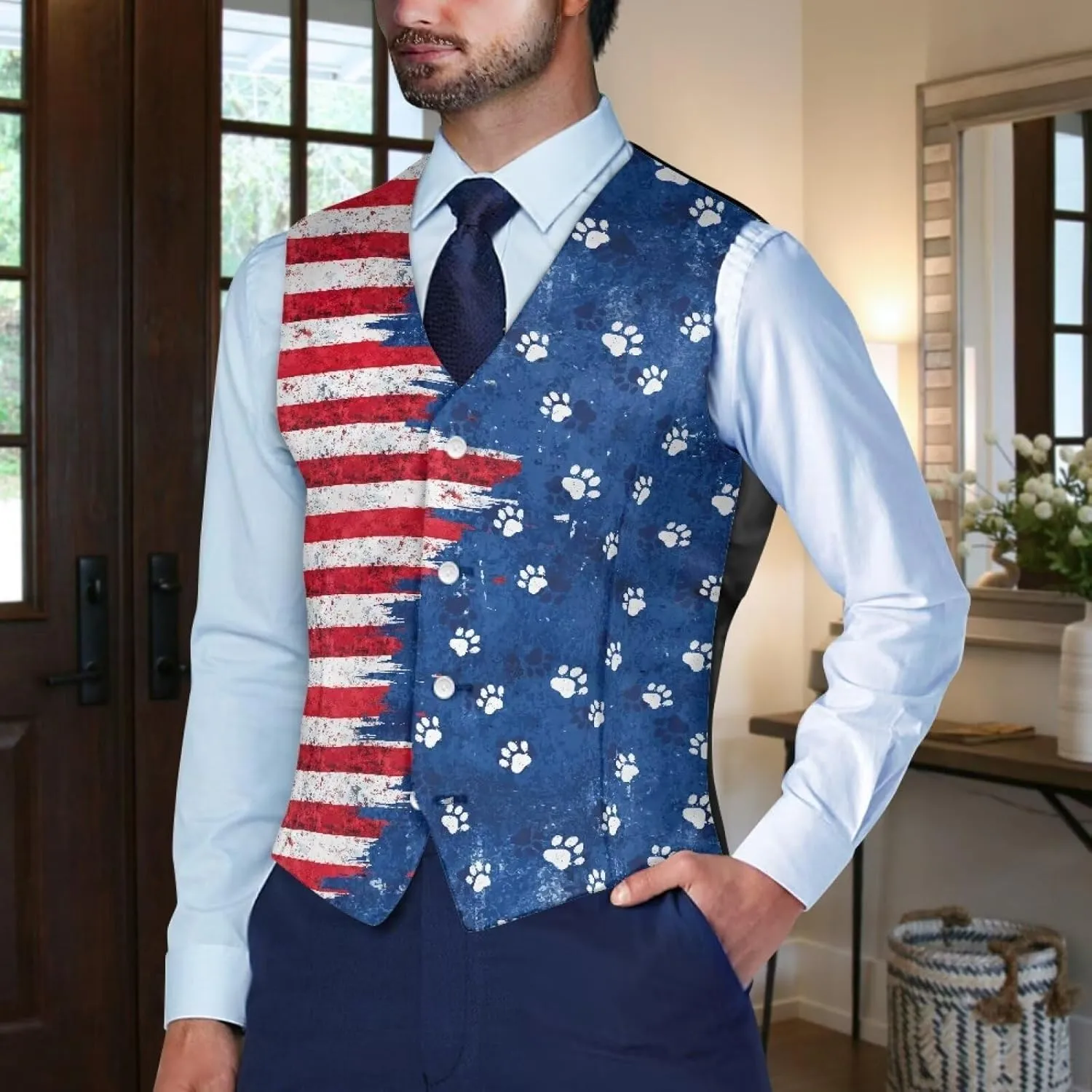 Biyejit Men's Suit Vest Business Formal Dress Waistcoat Slim Fit Vests for Men for Suit or Tuxedo Wedding Dress